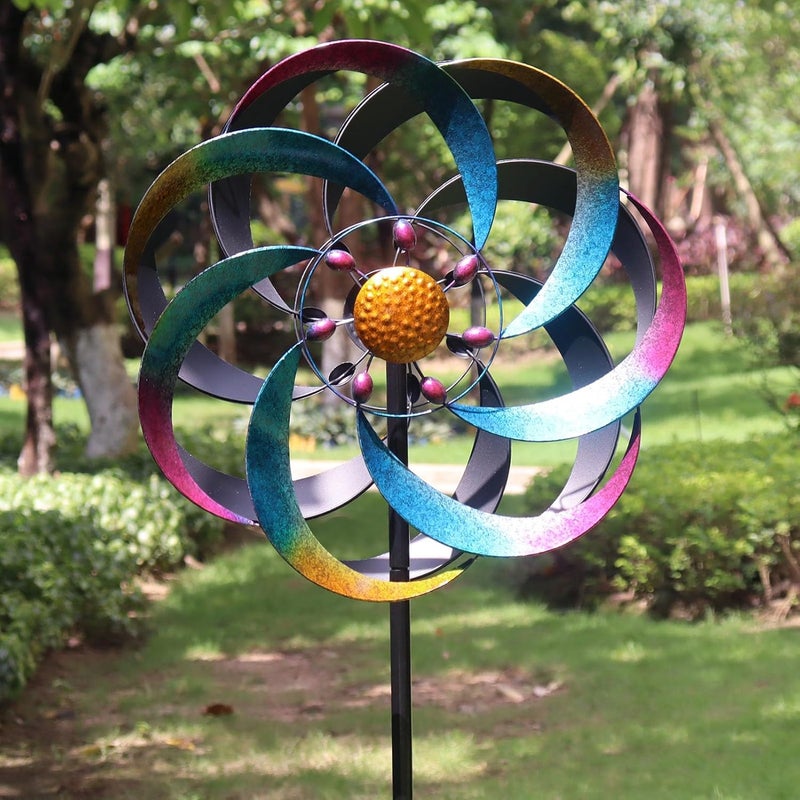 LERFUGI Wind Spinners Outdoor for Yard and Garden Large Colorful Metal Wind Sculptures Kinetic Windmills Decoration 70x20 Inches - Image 4
